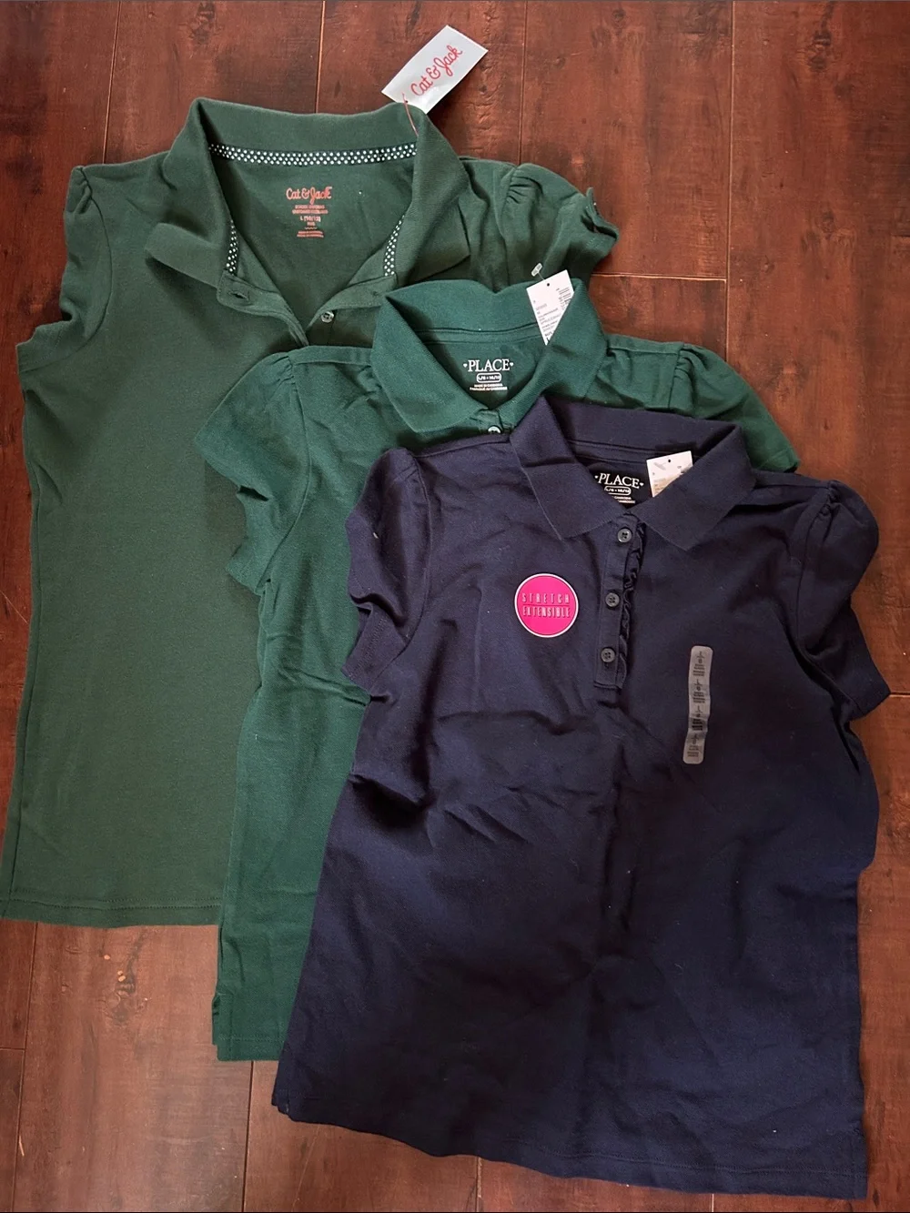 The Children's Place uniform Girls' Polo Shirt Set - Forest Green & Navy